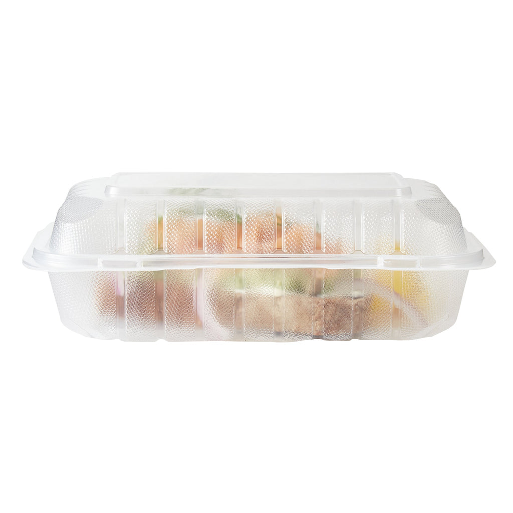 Chef 101 29 oz Rectangle Clear Plastic Clamshell Container - Microwavable - 9" x 6" x 2 3/4" - 50 count box
