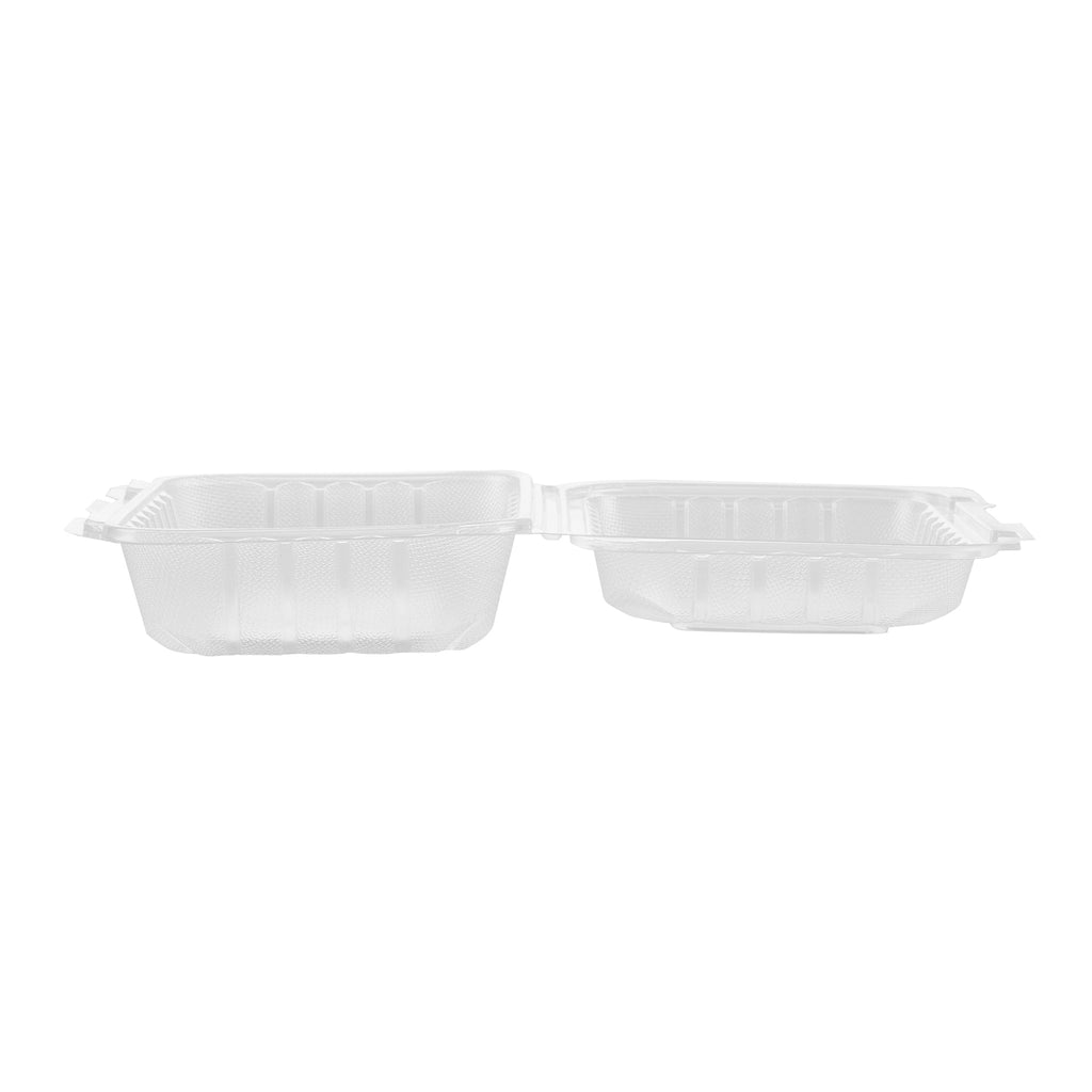 Chef 101 29 oz Rectangle Clear Plastic Clamshell Container - Microwavable - 9" x 6" x 2 3/4" - 50 count box