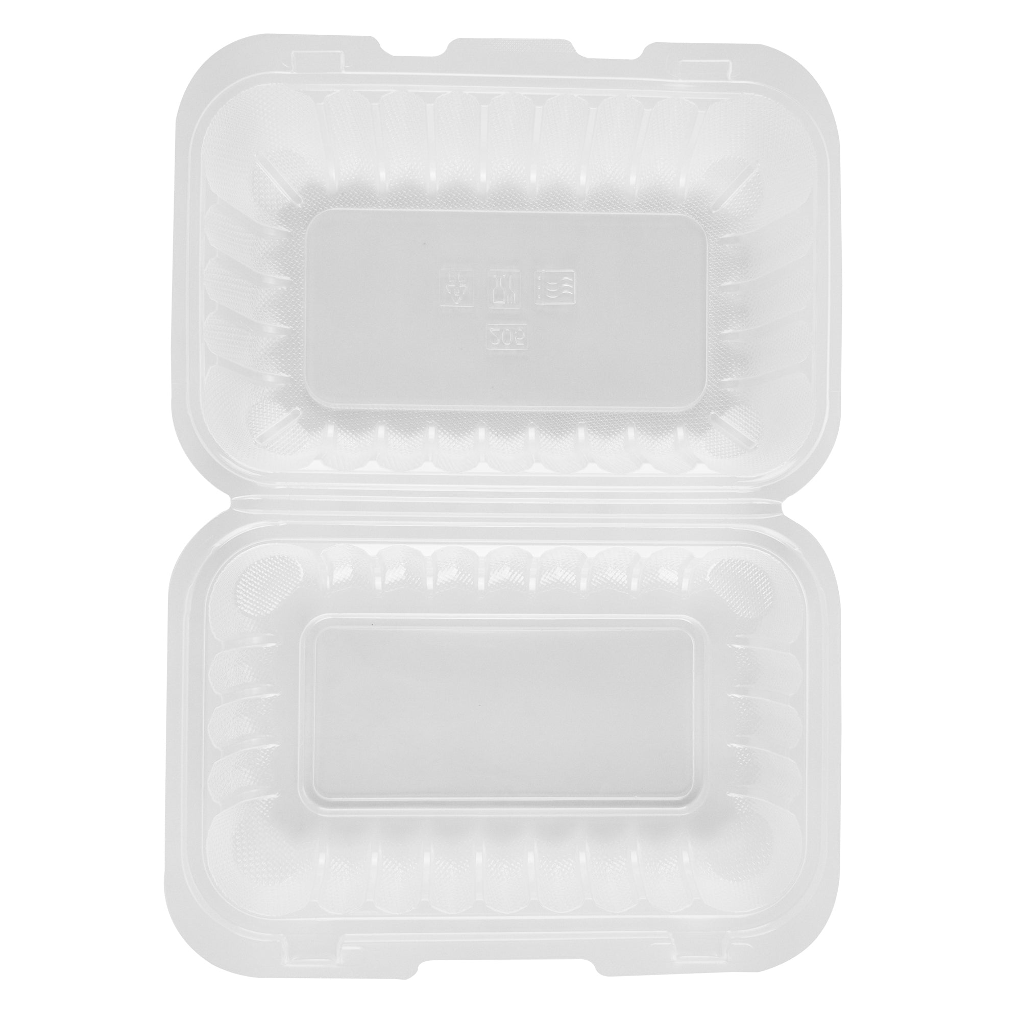Chef 101 29 oz Rectangle Clear Plastic Clamshell Container - Microwavable - 9" x 6" x 2 3/4" - 50 count box