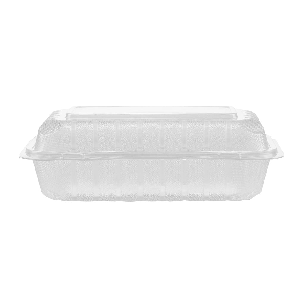 Chef 101 29 oz Rectangle Clear Plastic Clamshell Container - Microwavable - 9" x 6" x 2 3/4" - 50 count box