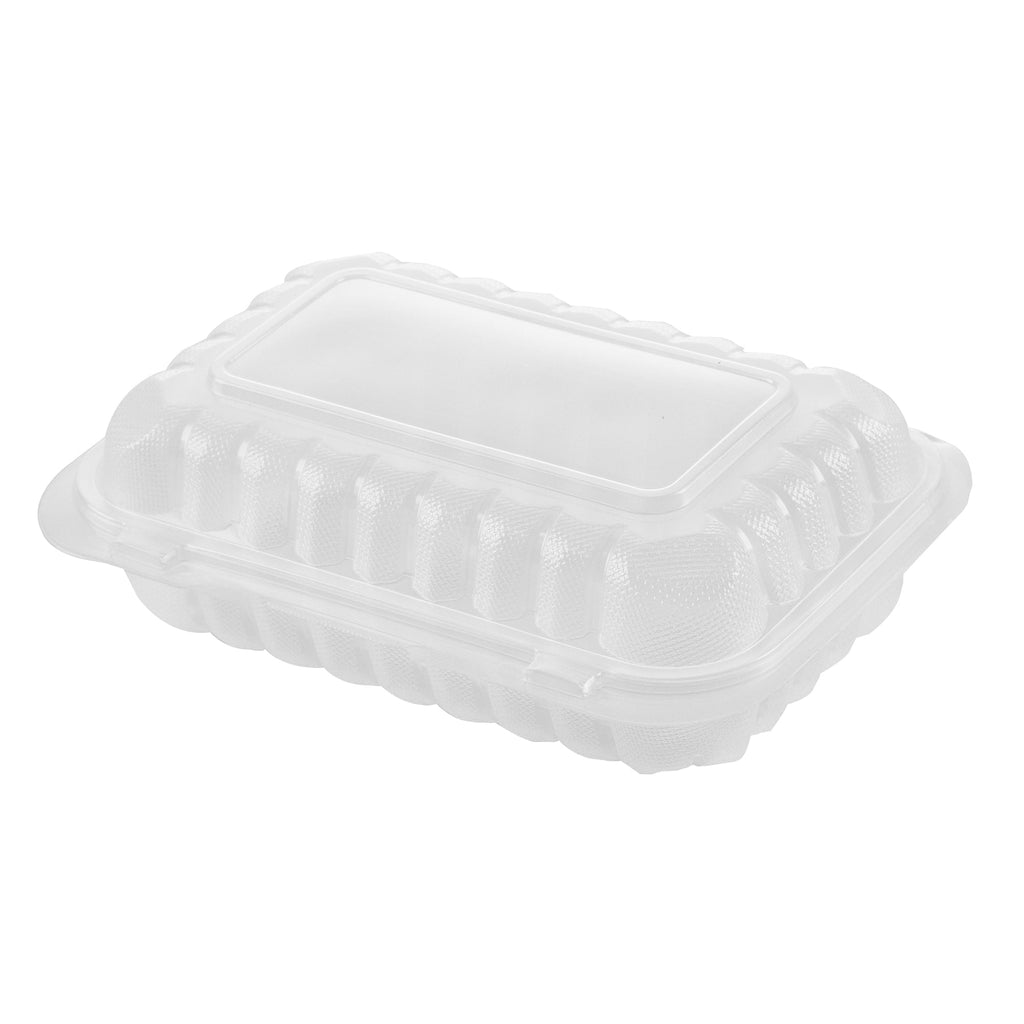 Chef 101 29 oz Rectangle Clear Plastic Clamshell Container - Microwavable - 9" x 6" x 2 3/4" - 50 count box