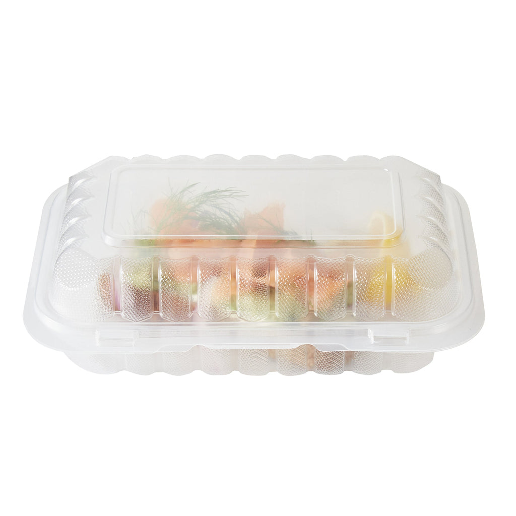 Chef 101 29 oz Rectangle Clear Plastic Clamshell Container - Microwavable - 9" x 6" x 2 3/4" - 100 count box