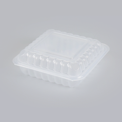 Chef 101 47 oz Square Clear Plastic Clamshell Container - Microwavable - 9" x 9" x 3 1/2" - 50 count box