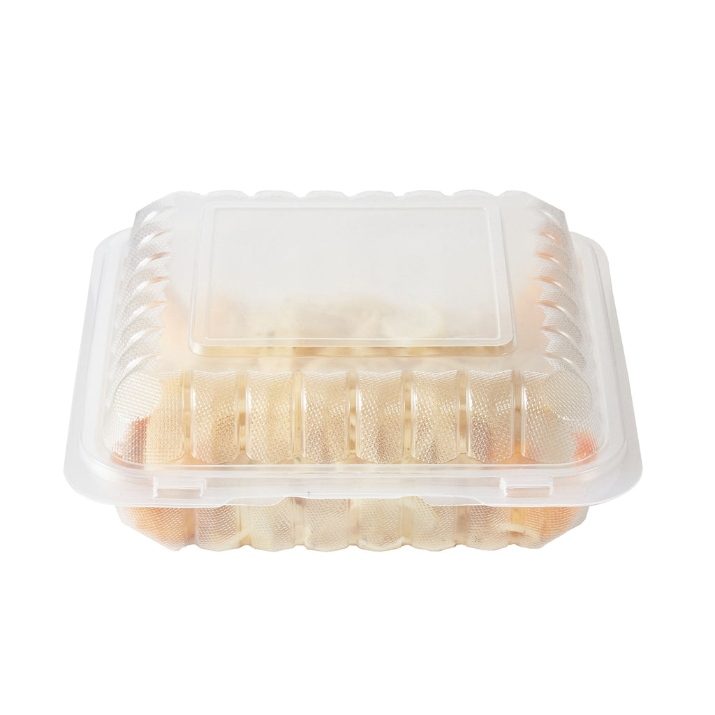 Chef 101 47 oz Square Clear Plastic Clamshell Container - Microwavable - 9" x 9" x 3 1/2" - 100 count box