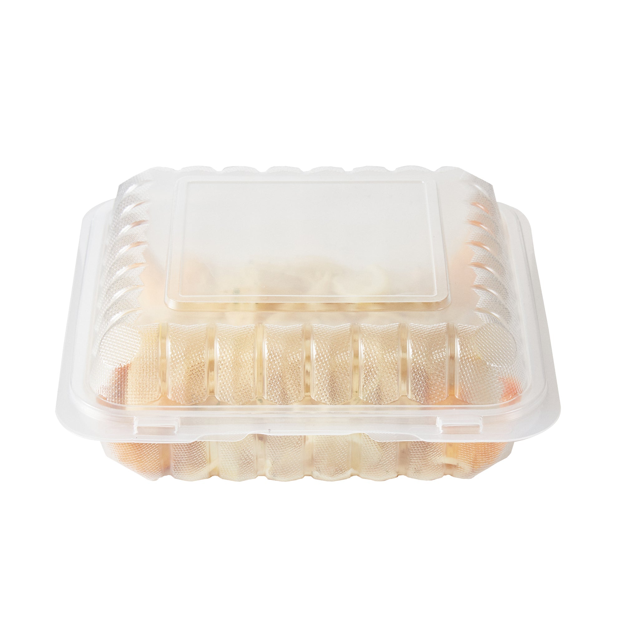 Chef 101 47 oz Square Clear Plastic Clamshell Container - Microwavable - 9" x 9" x 3 1/2" - 100 count box