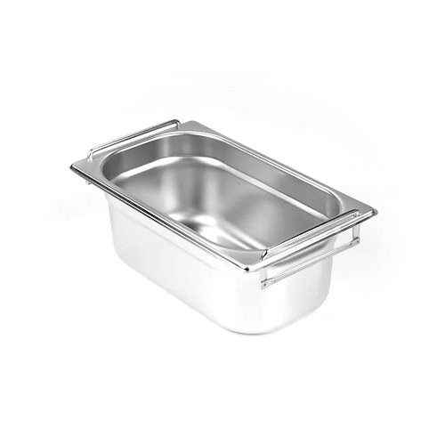 Met Lux Rectangle Stainless Steel 1/4 Size Steam Table Pan - 4 Inch Deep - Anti Jam, Collapsible Handles - 1 count box