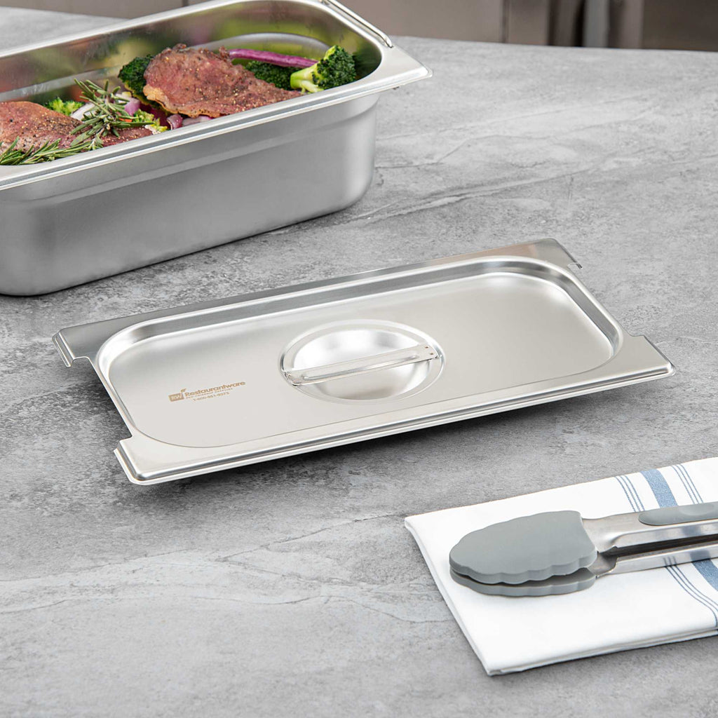 Met Lux Rectangle Stainless Steel Lid - Fits 1/3 Size Steam Table Pan - 1 count box