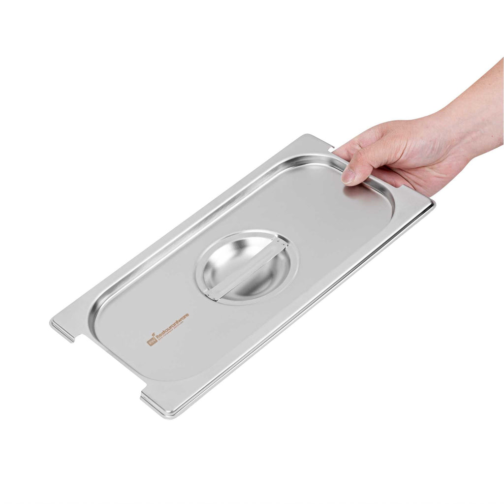 Met Lux Rectangle Stainless Steel Lid - Fits 1/3 Size Steam Table Pan - 1 count box