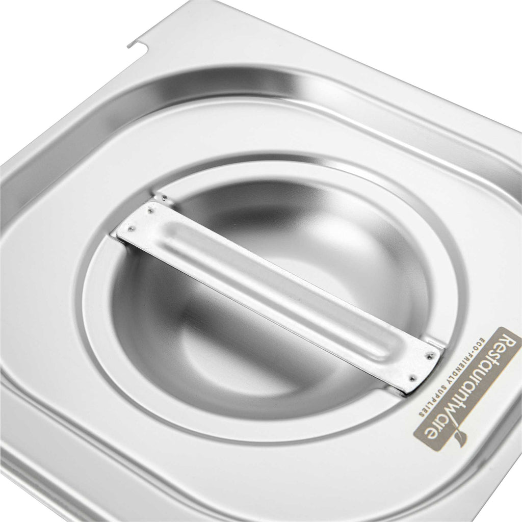 Met Lux Rectangle Stainless Steel Lid - Fits 1/6 Size Steam Table Pan - 1 count box