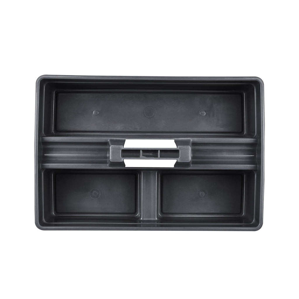 RW Clean Black Plastic Cleaning Caddy - 3 Compartments, with Handle - 16" x 10 1/2" x 7" - 1 count box