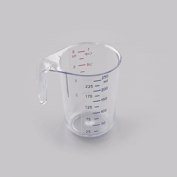 Chef 101 1-cup Clear Plastic Measuring Cup - 3 3/4" x 3" x 3 3/4" - 1 count box