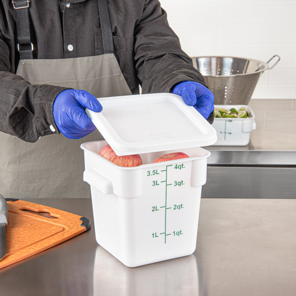 Met Lux Square White Plastic Food Storage Container Lid - Fits 2 and 4 qt - 1 count box