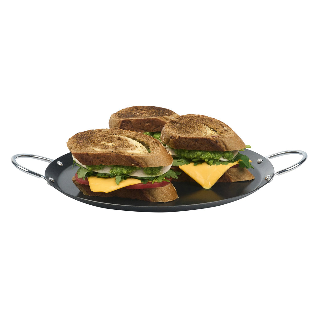 Met Lux Round Carbon Steel Griddle - Non-Stick, with Chrome Handles - 11" - 1 count box