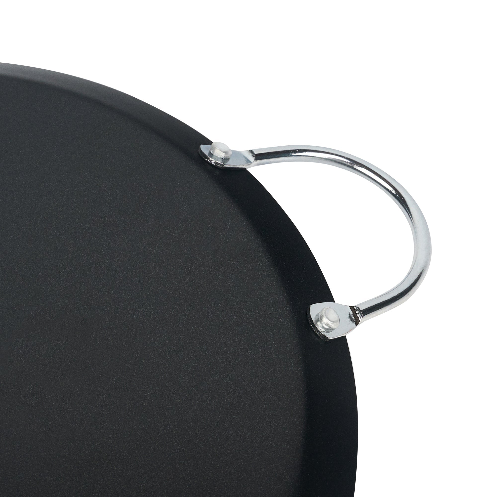 Met Lux Round Carbon Steel Griddle - Non-Stick, with Chrome Handles - 11" - 1 count box