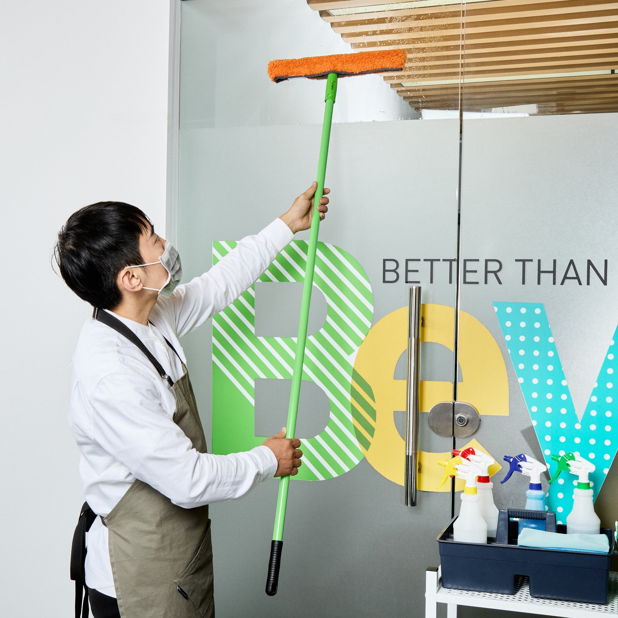 Clean Tek Professional Green Steel Handle - for Window Strip Washer and Floor Squeegee - Threaded - 55" - 1 count box