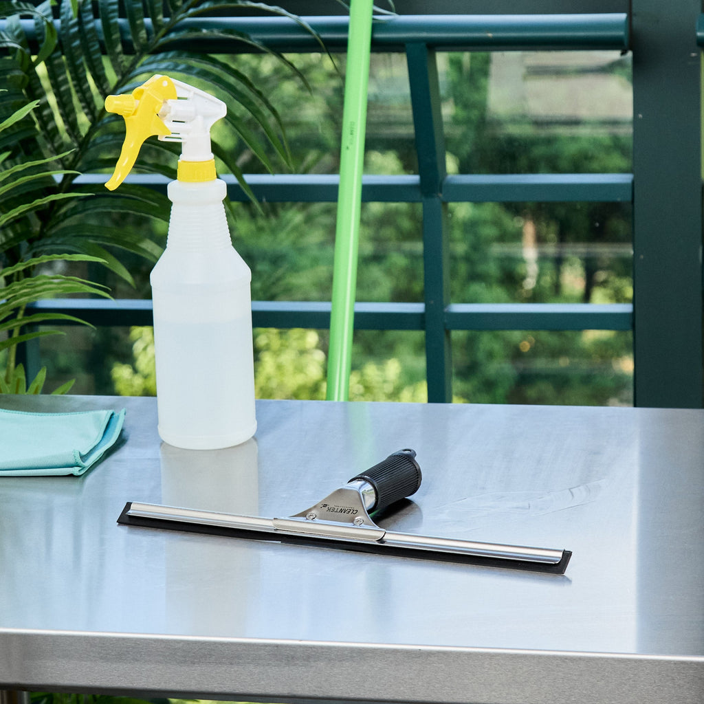Clean Tek Professional Stainless Steel Window Squeegee - with Black Rubber Grip - 13 3/4" - 1 count box