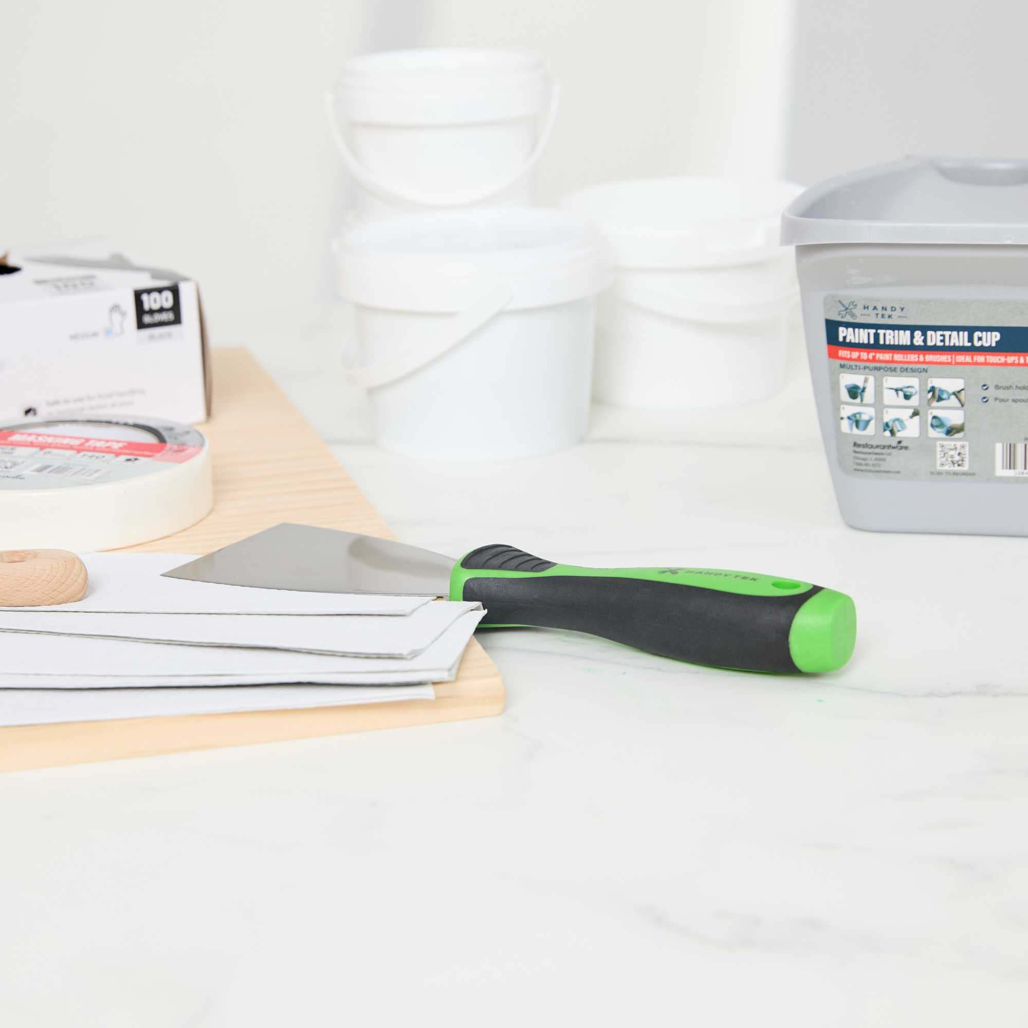 Handy Tek Carbon Steel Putty Knife - Flexible, Soft Grip Handle - 3" - 1 count box