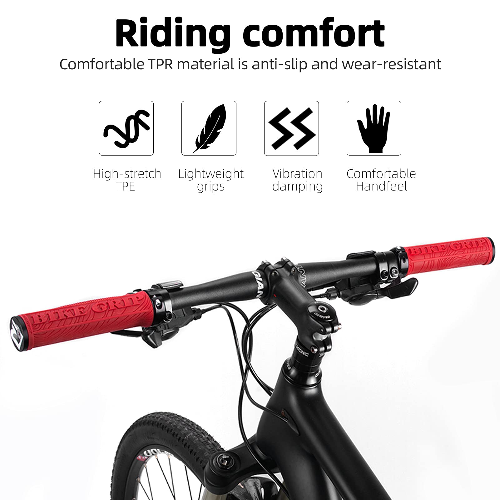ROCKBROS Bike Handlebar Grips Double Lock-on MTB Bicycle Handle Bar Grips