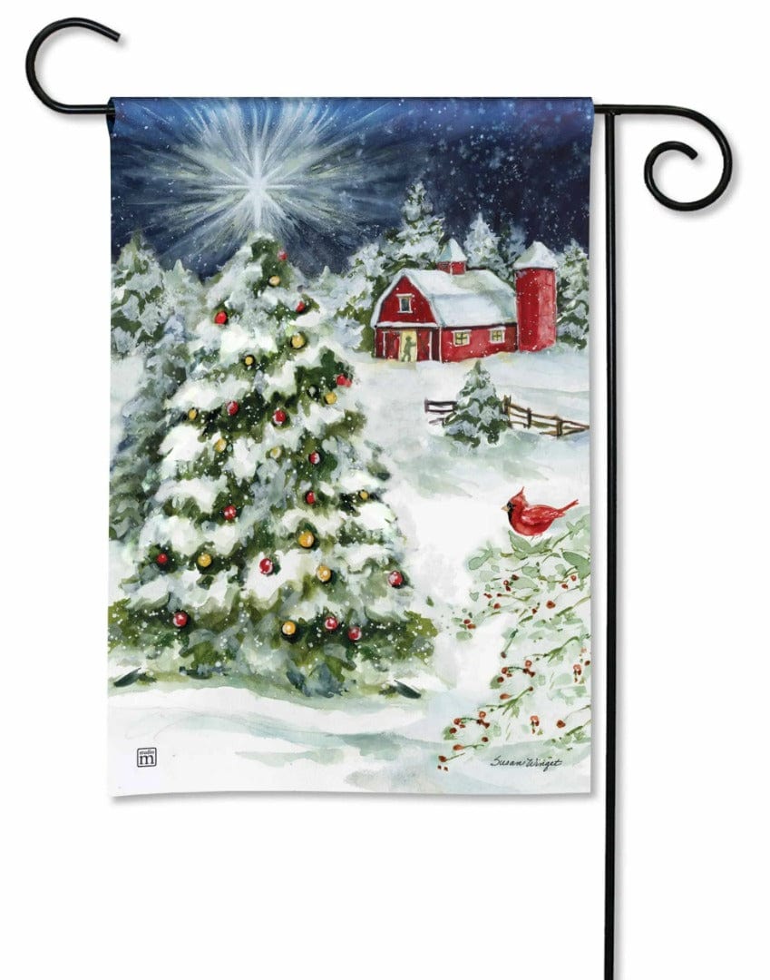 Red Barn Christmas Garden Flag
