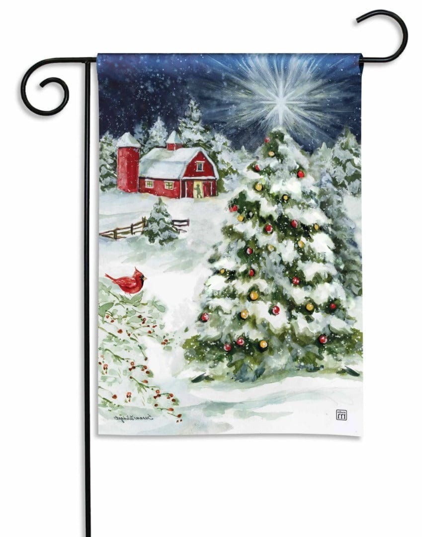 Red Barn Christmas Garden Flag