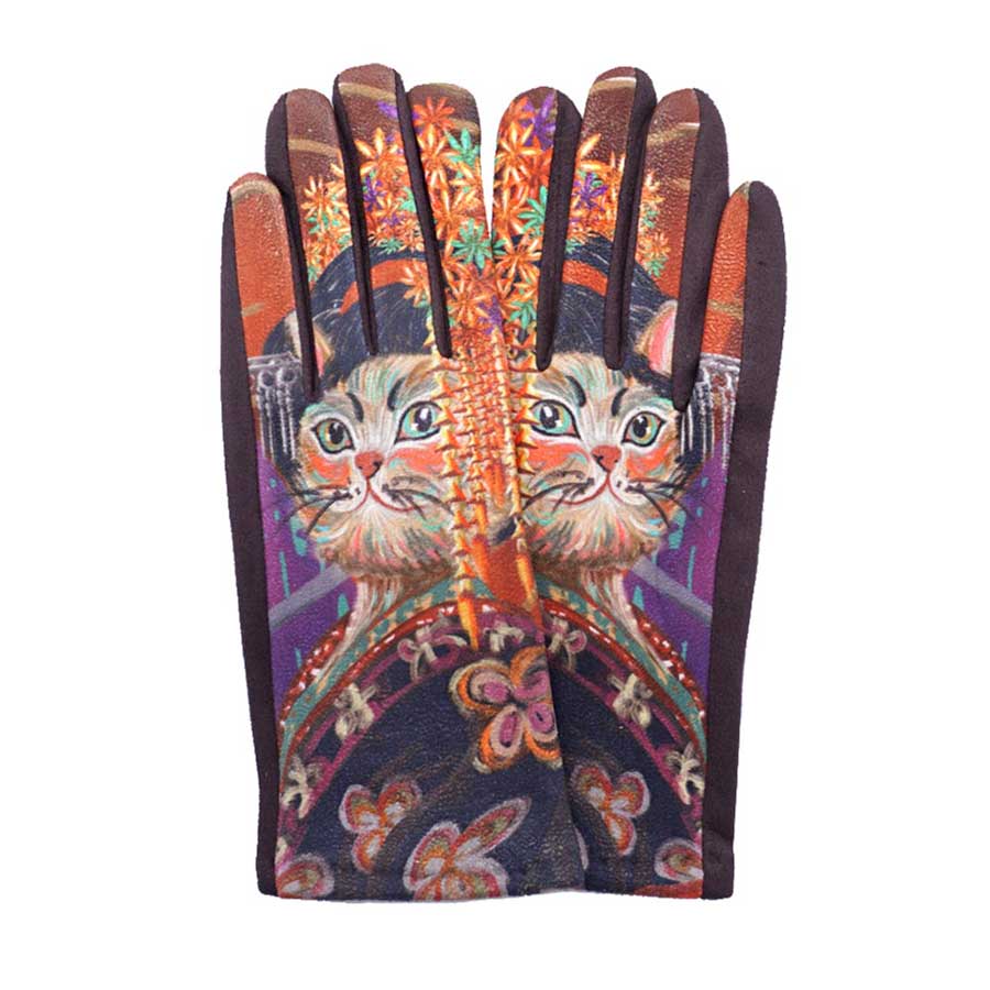 Cat Printed Smart Touch Gloves
