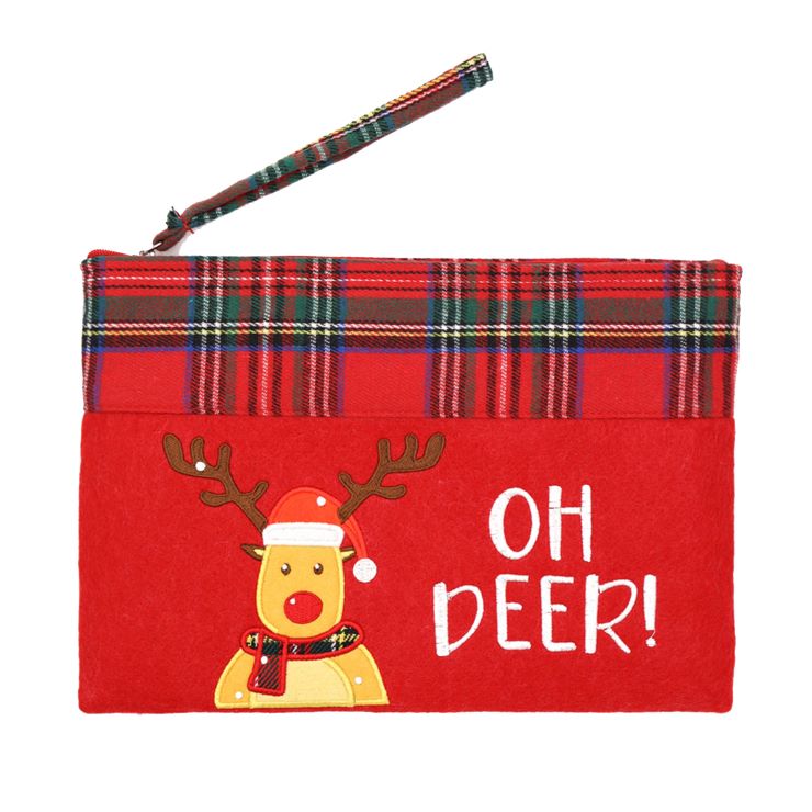Oh Deer Letter Reindeer Christmas Pouch Bag