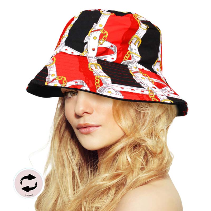 Reversible Chain Patterned Bucket Hat