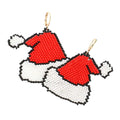 Seed Beaded Santa Hat Dangle Lever Back Earrings