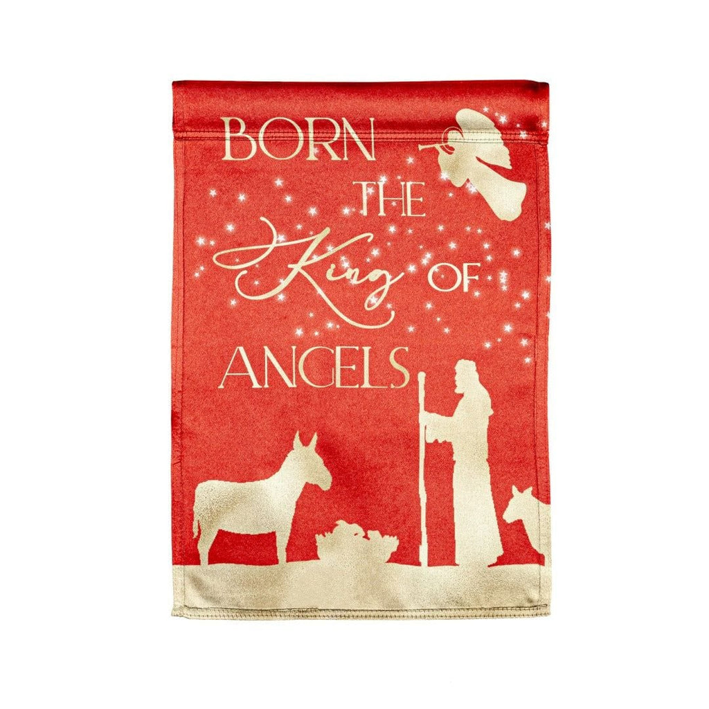 Red and Gold Christmas Night Garden Flag 2 Sided Lustre Religious