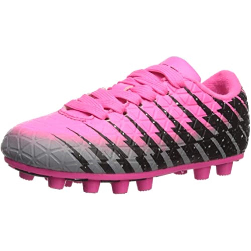 Bolt Kids Firm Ground Soccer Cleats – Pink/Black/Silver