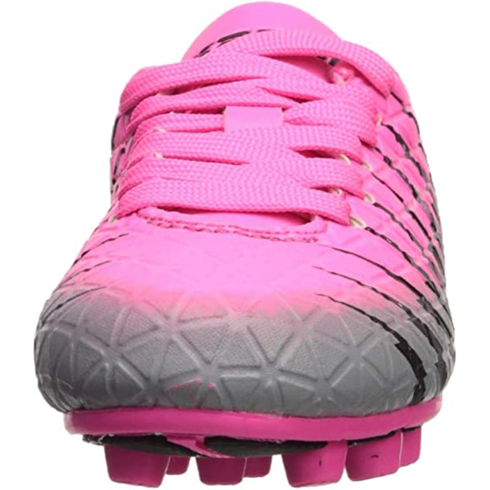 Bolt Kids Firm Ground Soccer Cleats – Pink/Black/Silver
