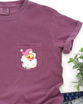Retro Santa Pocket Pink Hat Christmas Winter Snow Xmas Holiday Vintage Style Comfort Colors Tee