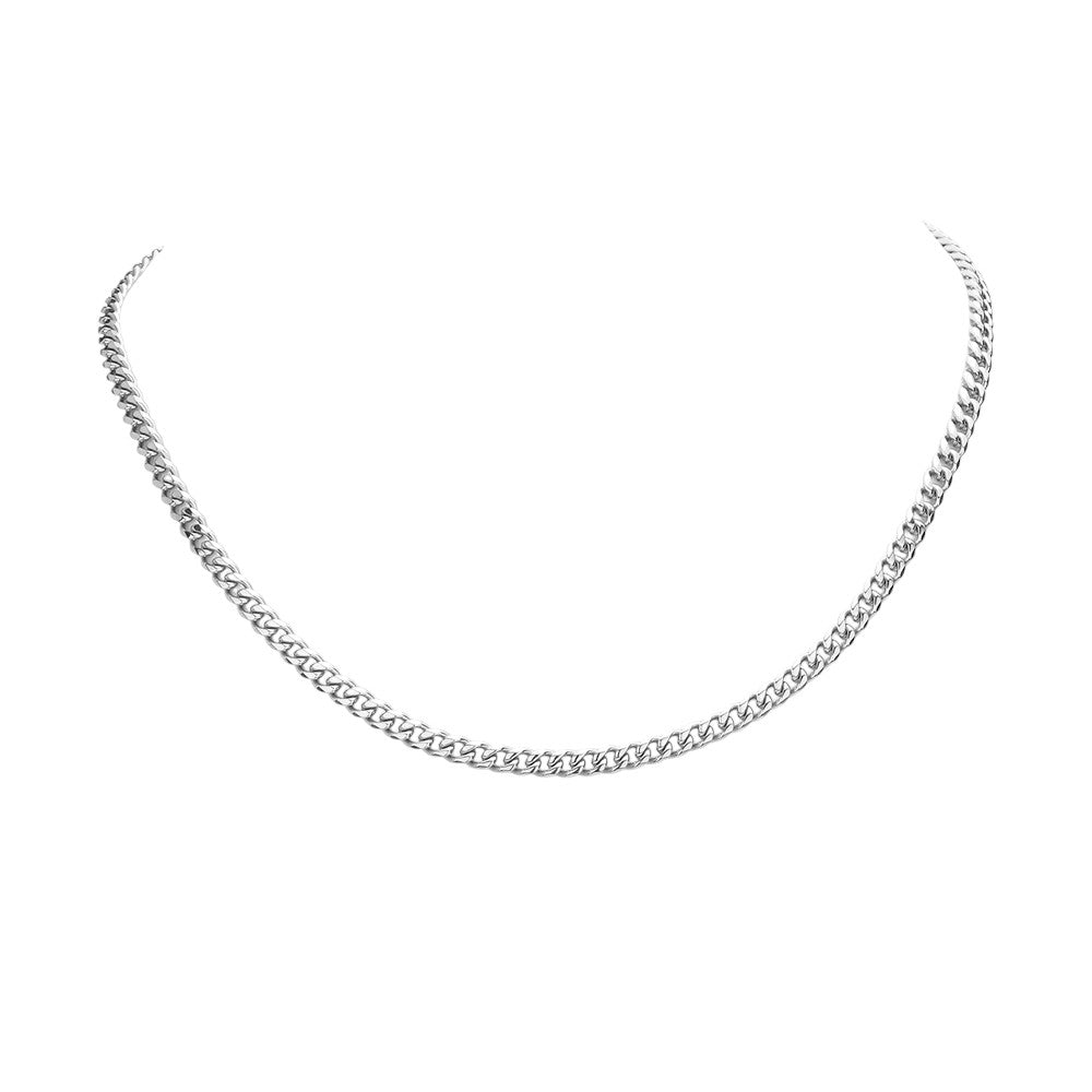 6 Diamond Stainless Steel 16 Inch 4mm Metal Chain Necklace