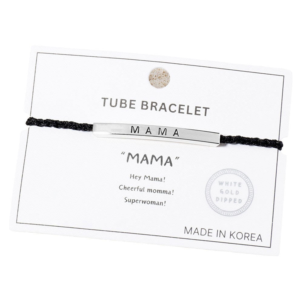 Gold Dipped MAMA Message Bar Pointed Rope Pull Tie Bracelet