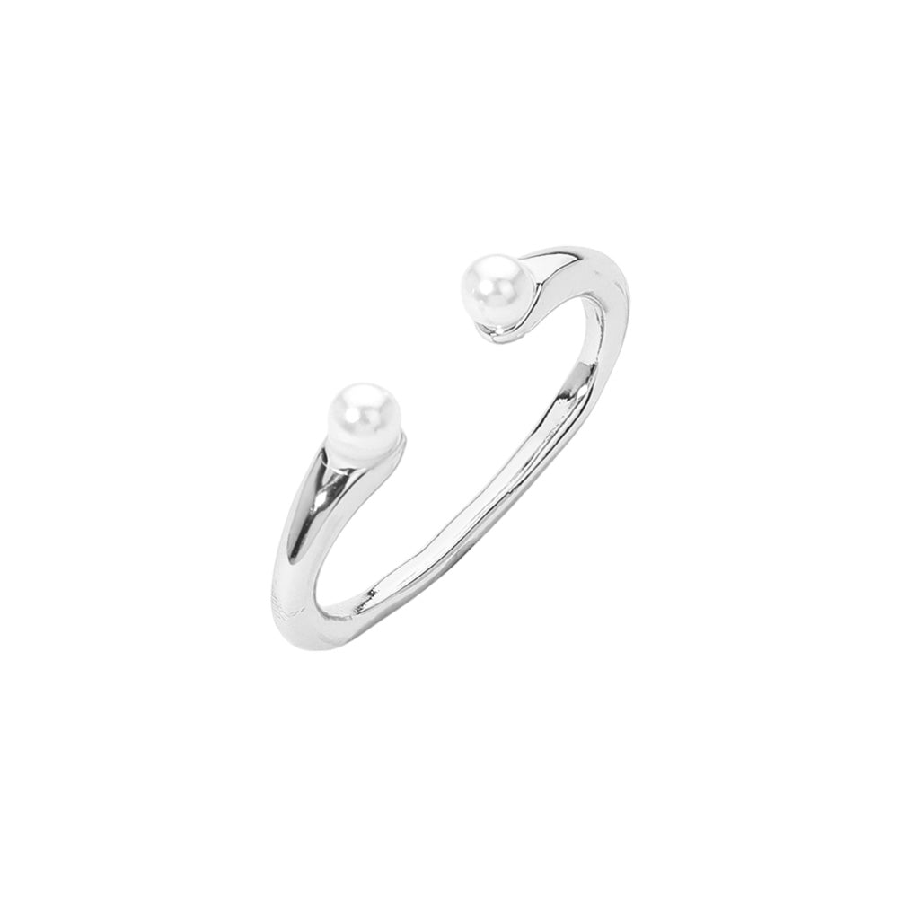 SECRET BOX_Sterling Silver Dipped Pearl Tip Two Finger Ring