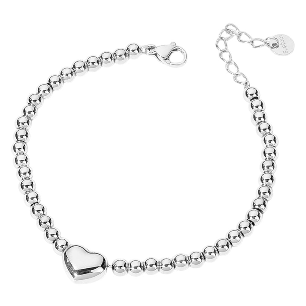 SECRET BOX_Stainless Steel Heart Pointed Ball Beaded Bracelet
