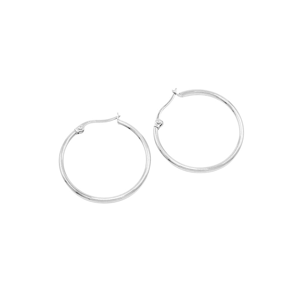 Stainless Steel 1.2 Inch Metal Hoop Pin Catch Earrings