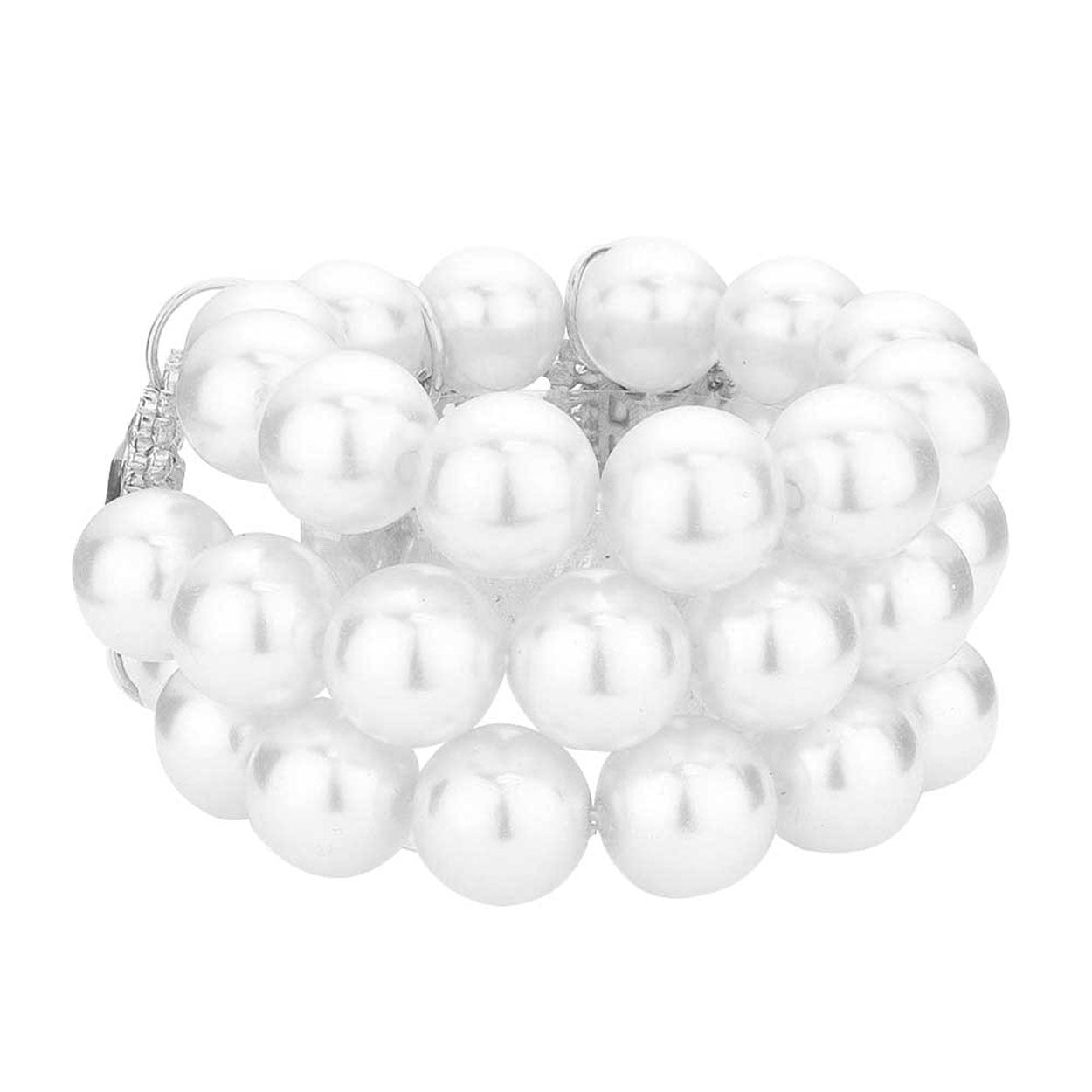 Glass Stone Accented Pearl Stretch Bracelet