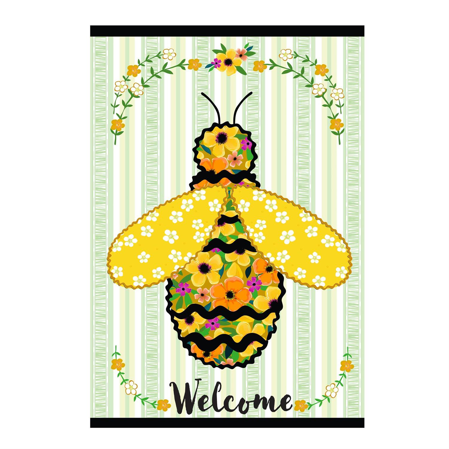 Ric Rac Bee 2 Sided Garden Flag - Applique