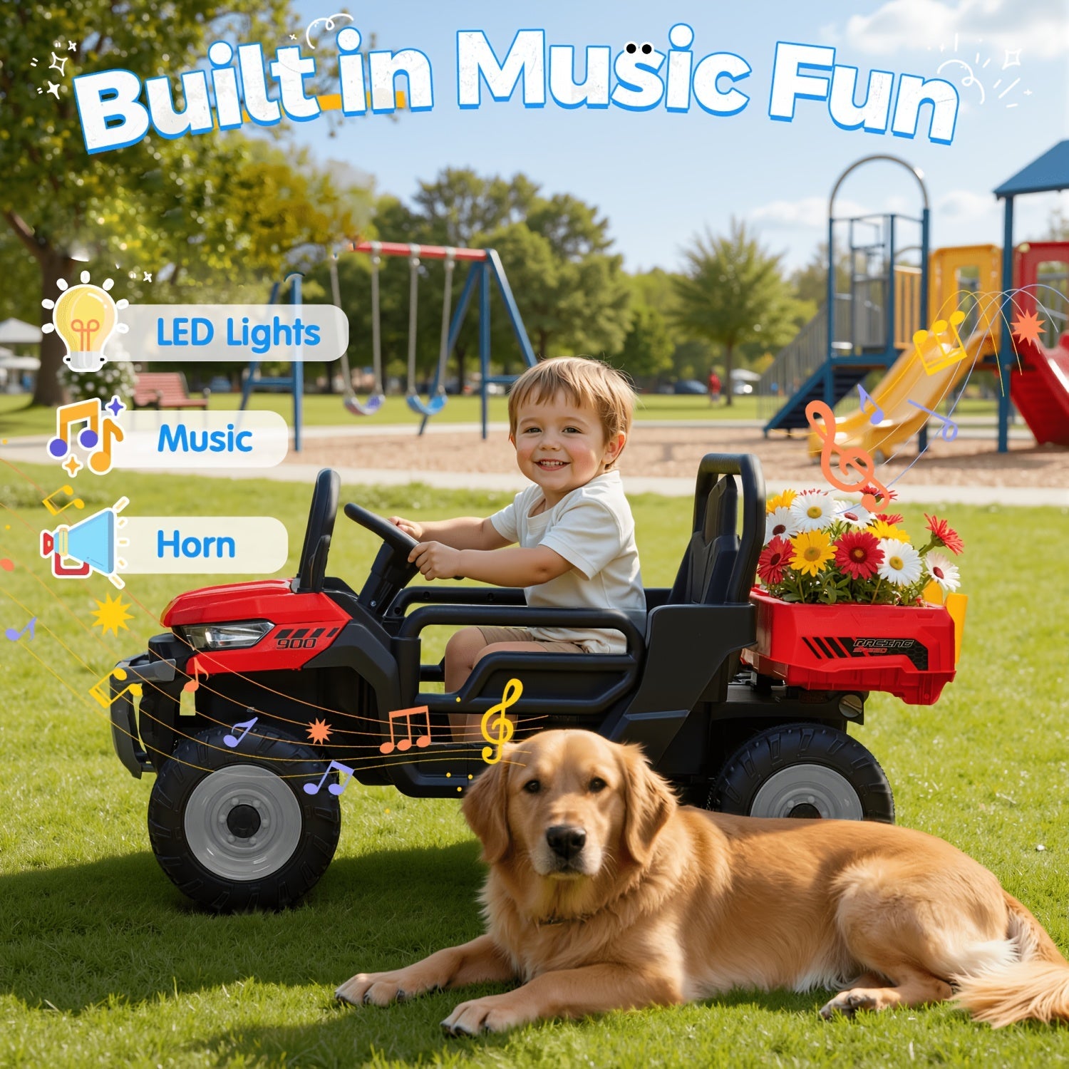 Ride-On Car W Parent Remote Control, Dump Bed & 3 Speeds