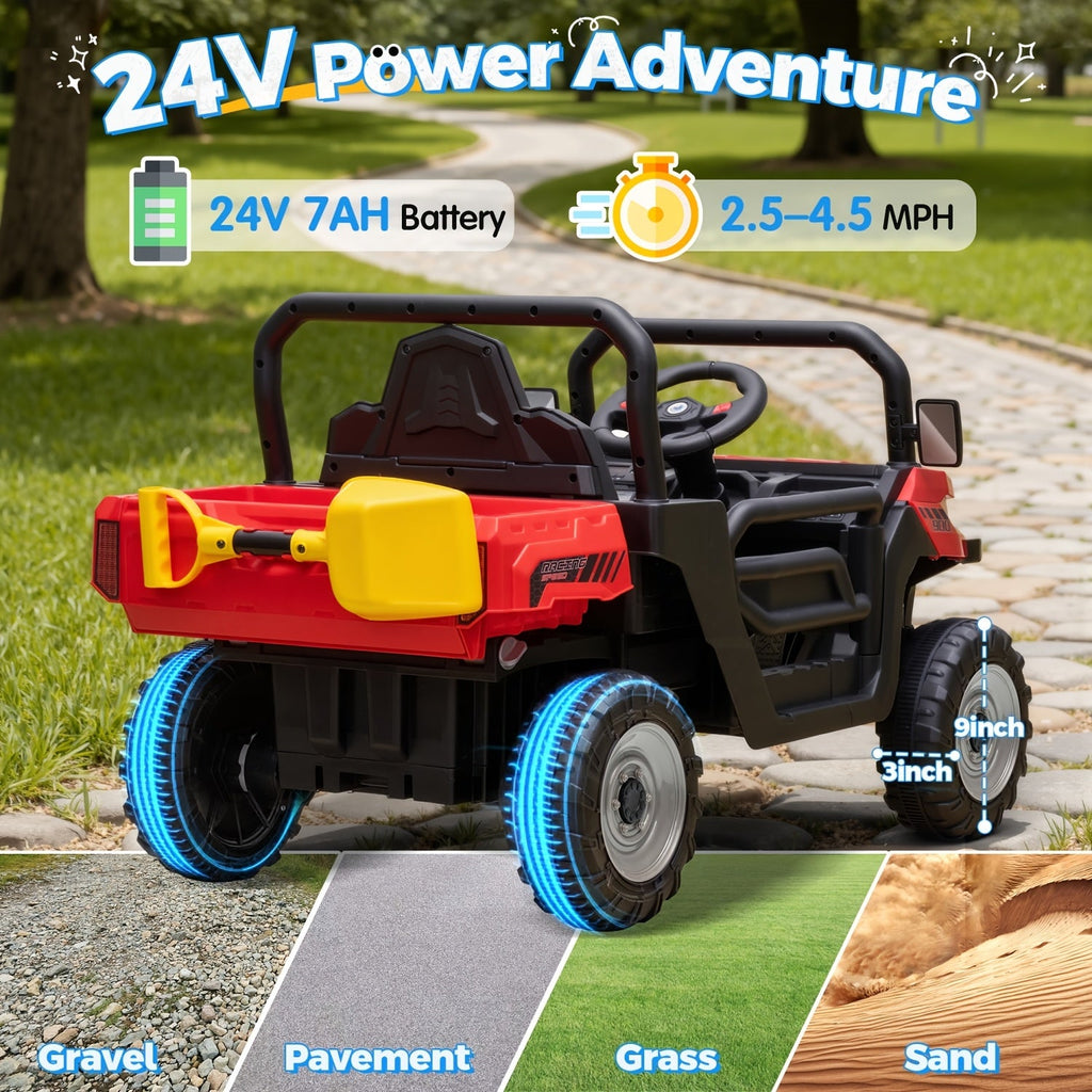 Ride-On Car W Parent Remote Control, Dump Bed & 3 Speeds