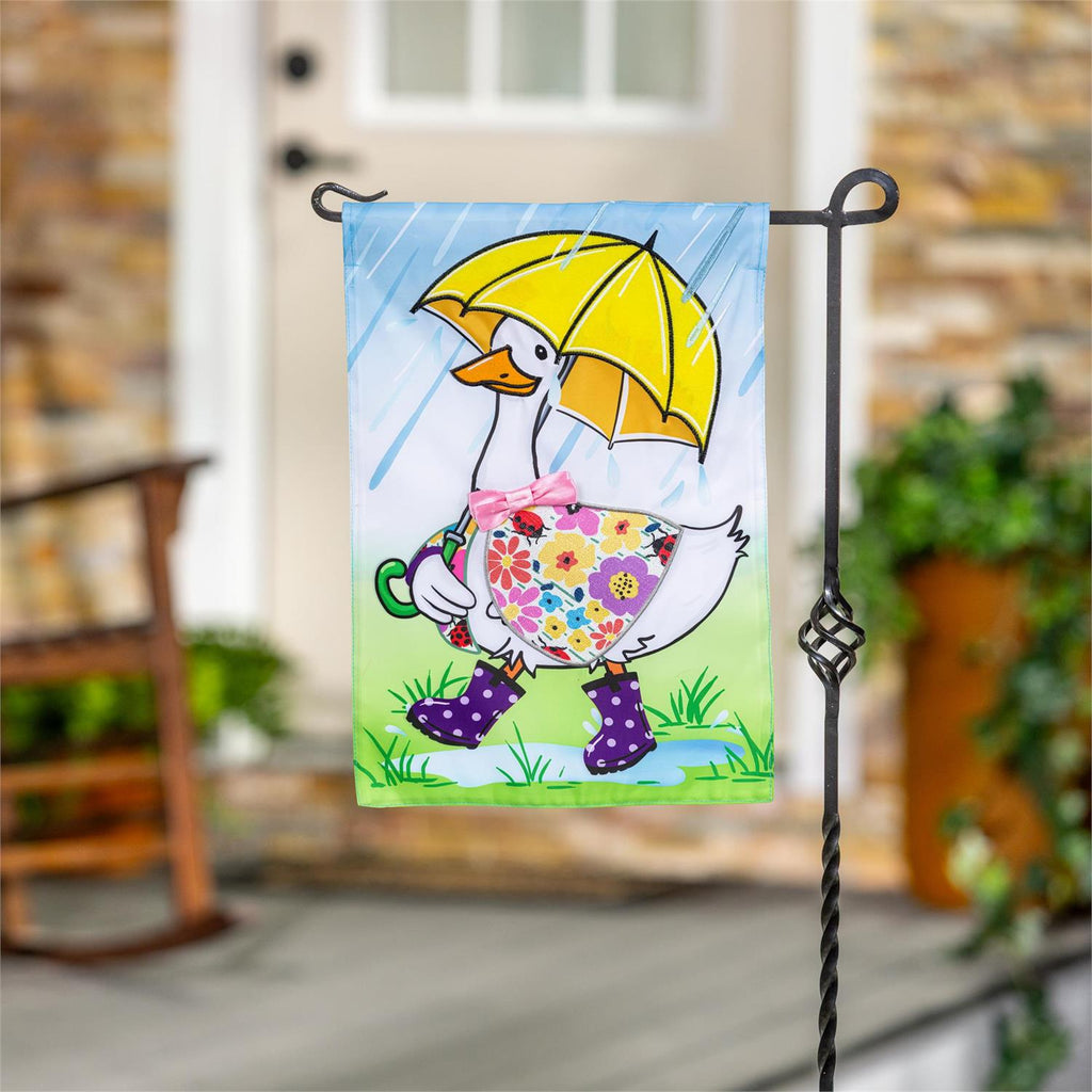 Rina The Rainy Day Goose 2 Sided Garden Flag
