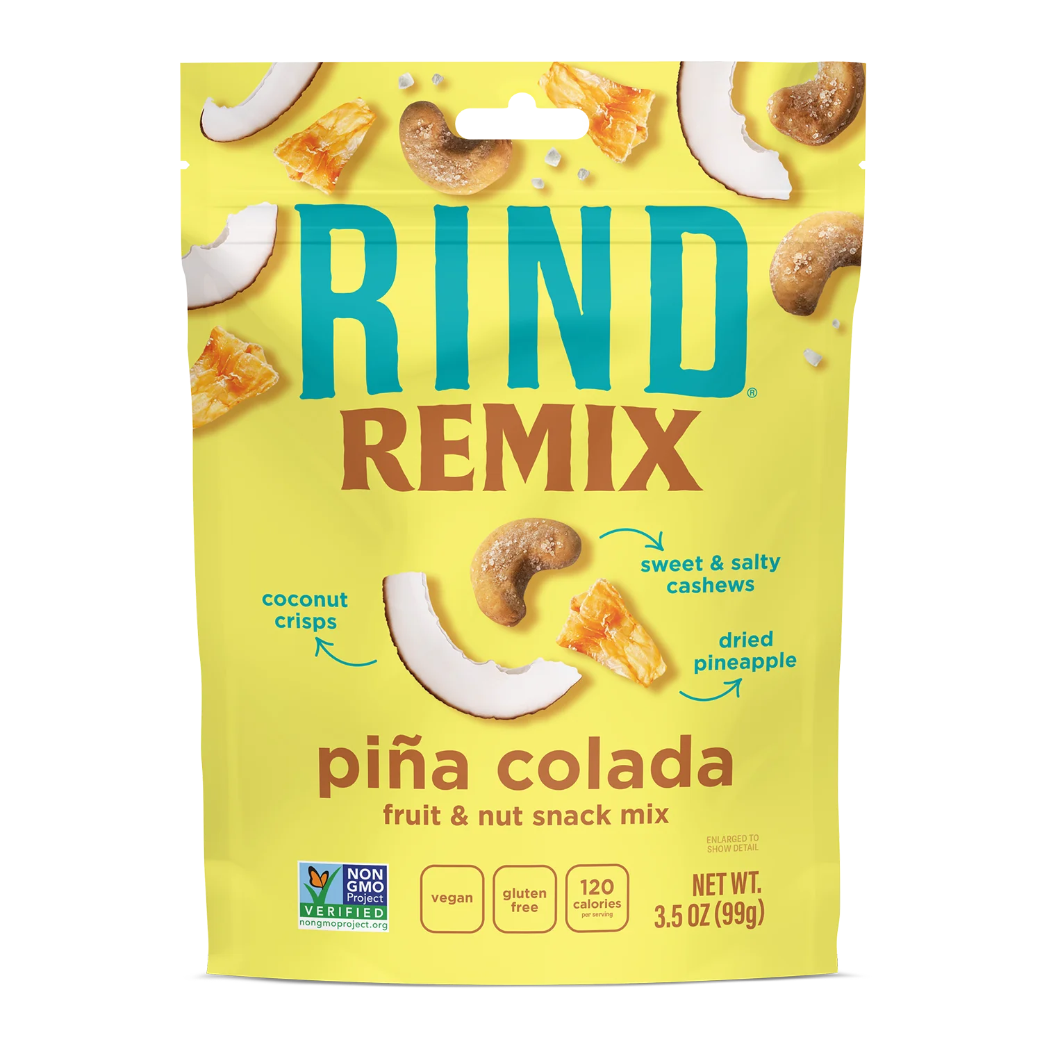 Rind Snacks Pina Colada Snack Mix, 3.5 oz (Pack of 6) - Tropical Fruit Blend