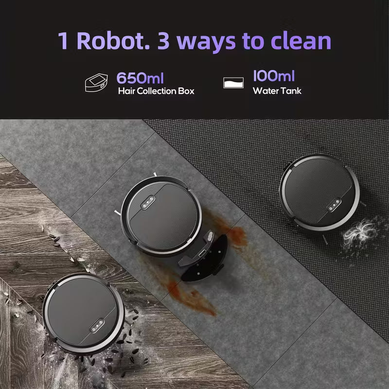 Robotic Vacuum Cleaner And Mop Combo, App/Voice Control, 2in 1 Robot Vacuum Cleaner, 5000pa Max Power Suction, Scheduled Cleaning, Automatic Recharge, for Pet Hair,