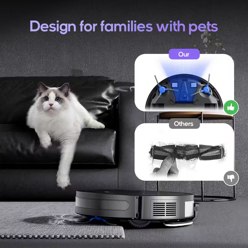 Robotic Vacuum Cleaner And Mop Combo, App/Voice Control, 2in 1 Robot Vacuum Cleaner, 5000pa Max Power Suction, Scheduled Cleaning, Automatic Recharge, for Pet Hair,
