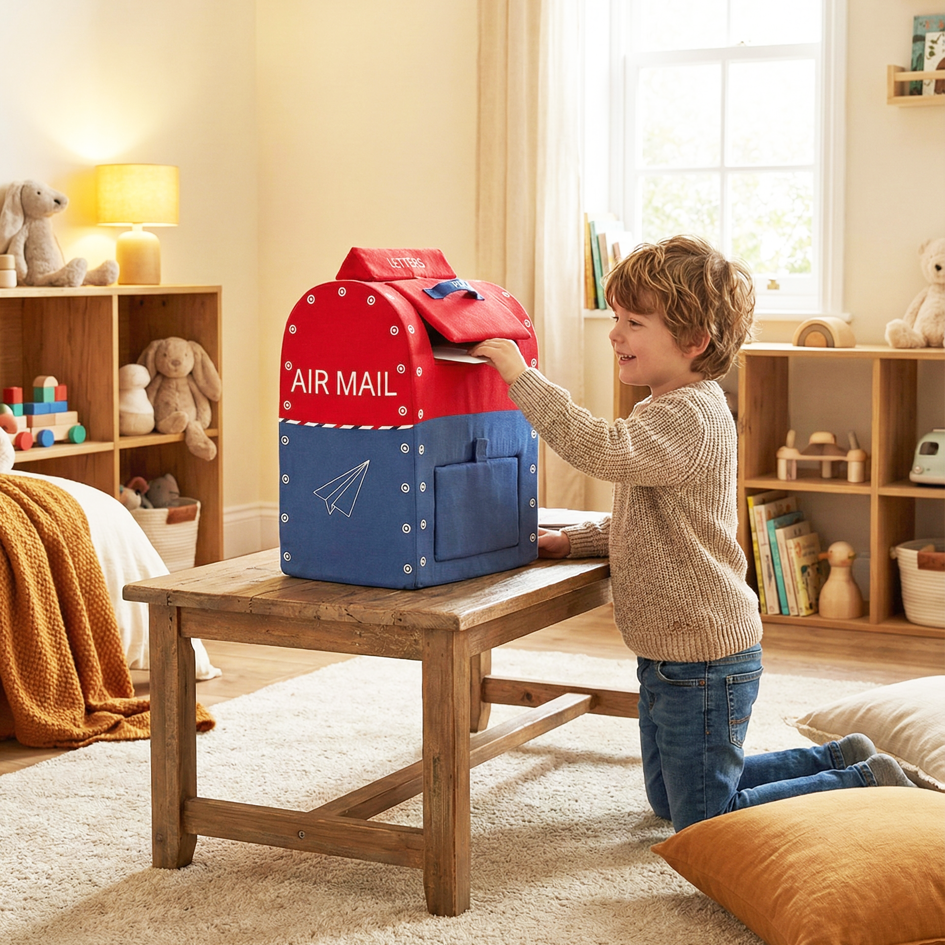 Plush "Air Mail" Post Box — Soft Toddler Post Office Play Toy