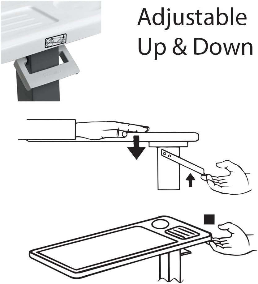 Rolling Overbed Table, Hospital Bed Table, Laptop Tables for Recliner, Bed, Bedside and Sofa, Computer Tables, Hospital Tray, Adjustable with Wheels and Secure Height Adjustment