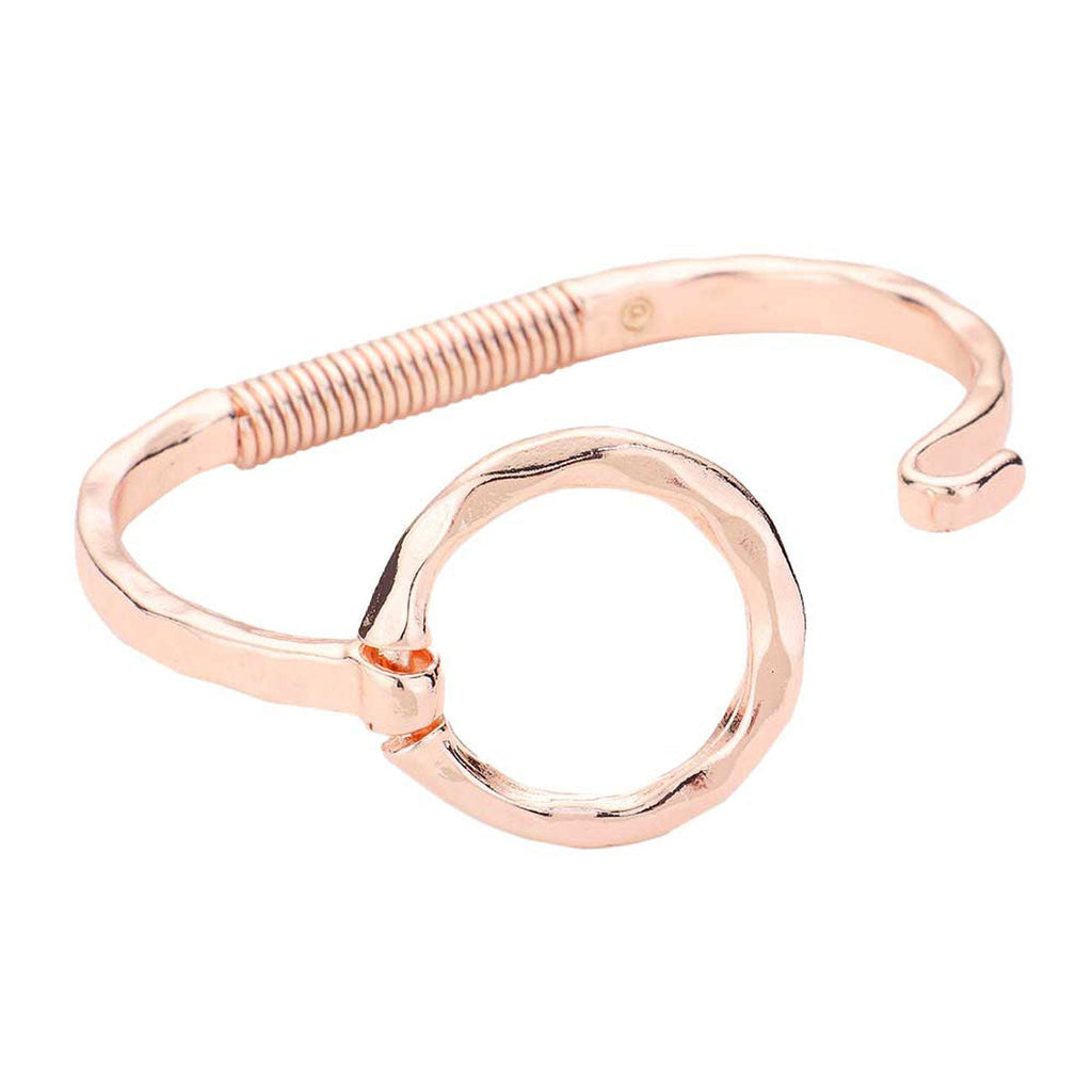 Hammered Open Metal Circle Hook Bracelet