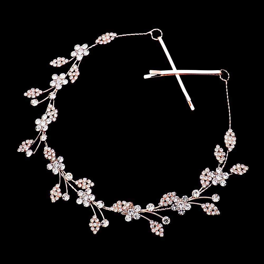 Stone Embellished Flower Cluster Vine Bun Wrap Headpiece