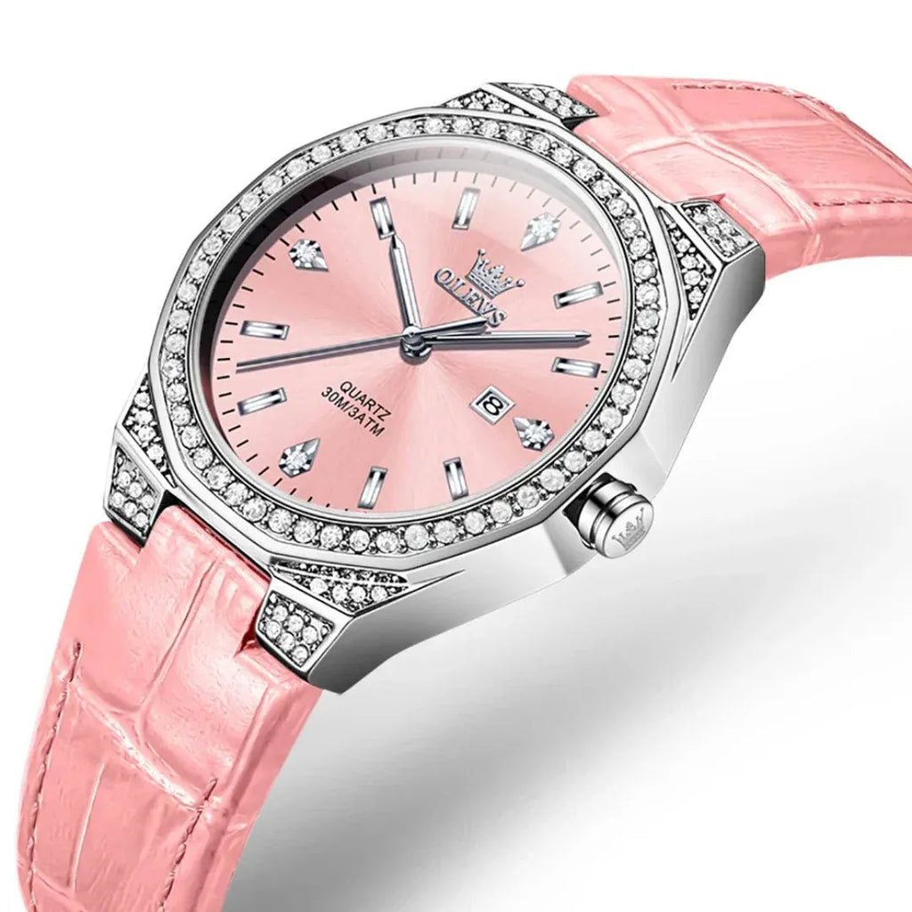 Round-dial Leather  Wristwatch Calendar